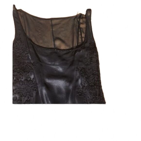 TAHARI Dress sheer sleeveless beaded silk black with grey slip two piece size 2 - Picture 9 of 16